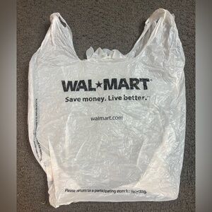Vintage Walmart Save Money Live Better White Black Plastic Bag 11” x 18”